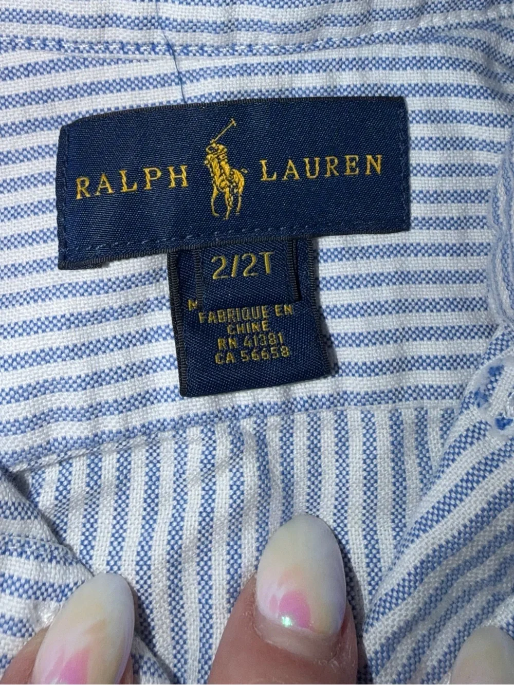 Ralph Lauren Light Blue & White Striped Kids Button-Down Shirt